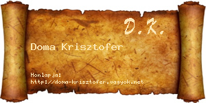 Doma Krisztofer névjegykártya